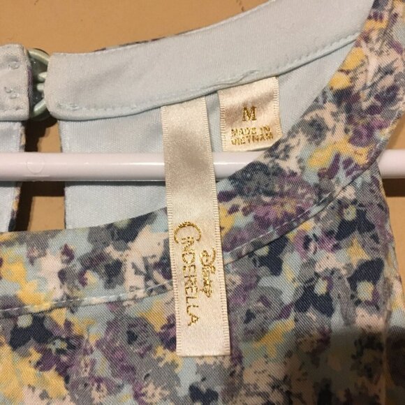 DISNEY CINDERELLA FLORAL DRESS BLUE YELLOW PURPLE SIZE MEDIUM - Picture 2 of 8